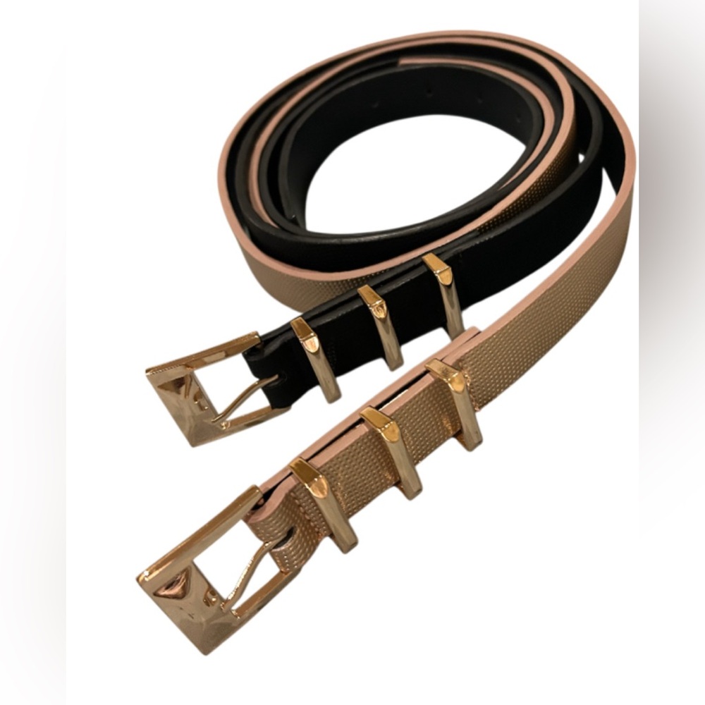 Gold Buckle Black and Rose Gold Belts